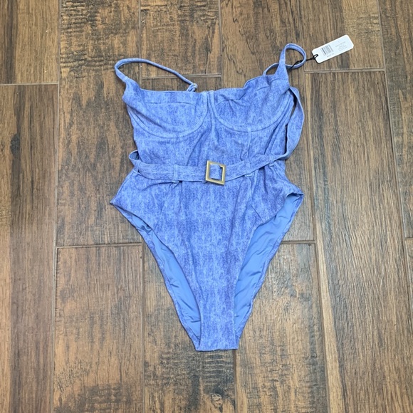 WeWoreWhat NWT Danielle denin texture  One Piece - Picture 3 of 7